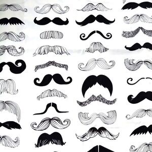 Where's My Stache Novelty Fabric by Alexander Henry Mustache Barber Print 44X52"